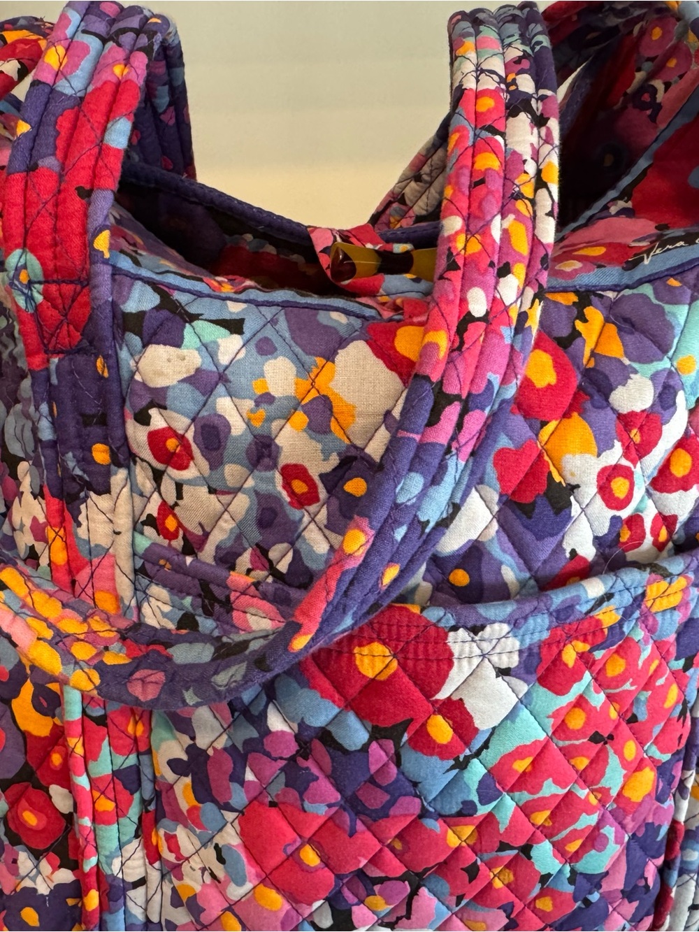 Vera Bradley Pink Floral Quilted Tote Bag with matching wallet - Picture 2 of 6
